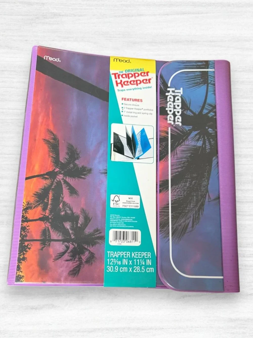 Mead Original Trapper Keeper Palm Tree Sunset Purple Binder Organizer 1